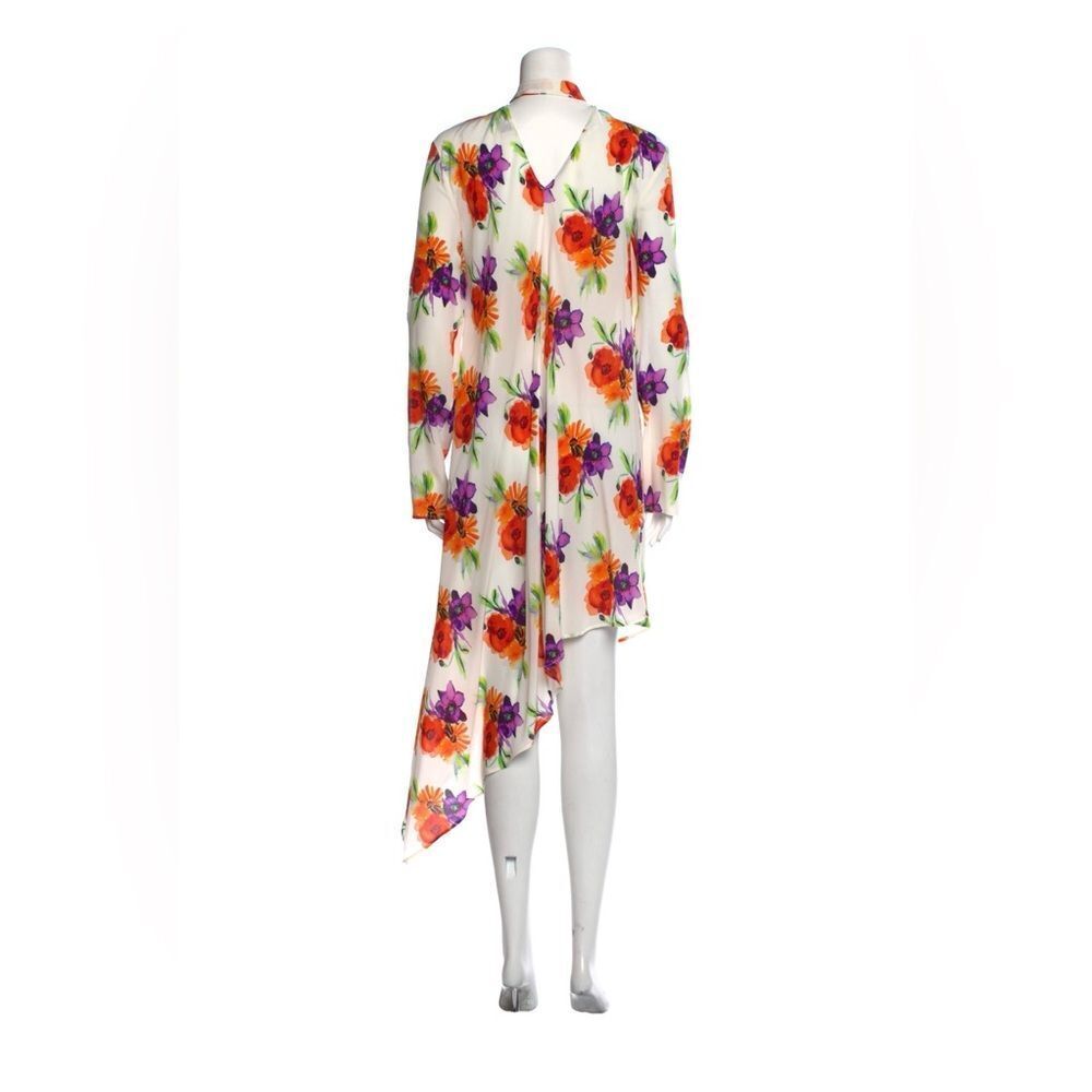 MSGM Milano Silk Crepe Floral Asymmetric Dress Made in Italy IT 44 US 8